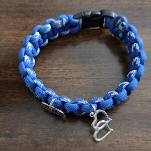 Blue Paracord Bracelet with Silver Charm